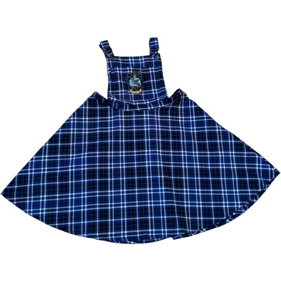 Harry Potter Ravenclaw Plaid blue black Skirtall Adjustable straps Hot topic M - Picture 3 of 16